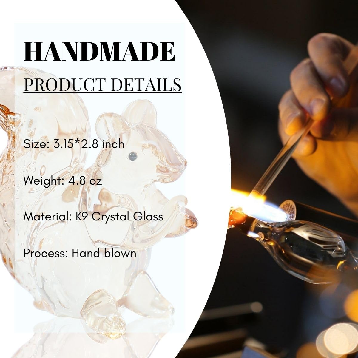 Amazon.co.jp: クリスタルガラスリスの置物灰色のリスの装飾像かわいい