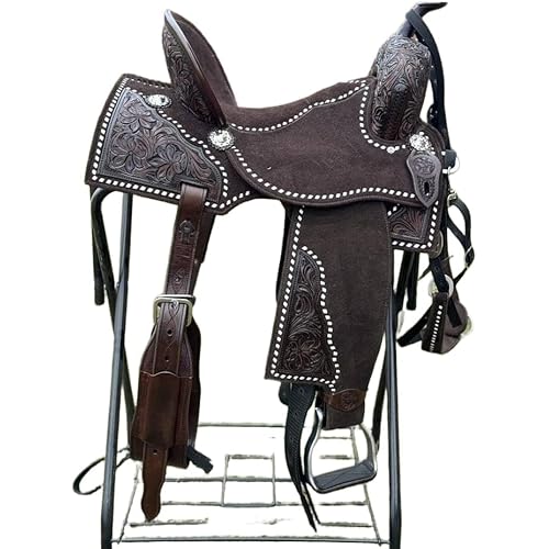 Leather Western Barrel Horse Saddle Handmade Premium Racing Comfort Riding Trail Equestrian Tooled Carved for Best Horse Riding Saddle Size: 10"-18" inches Seat, MO-ADW-183