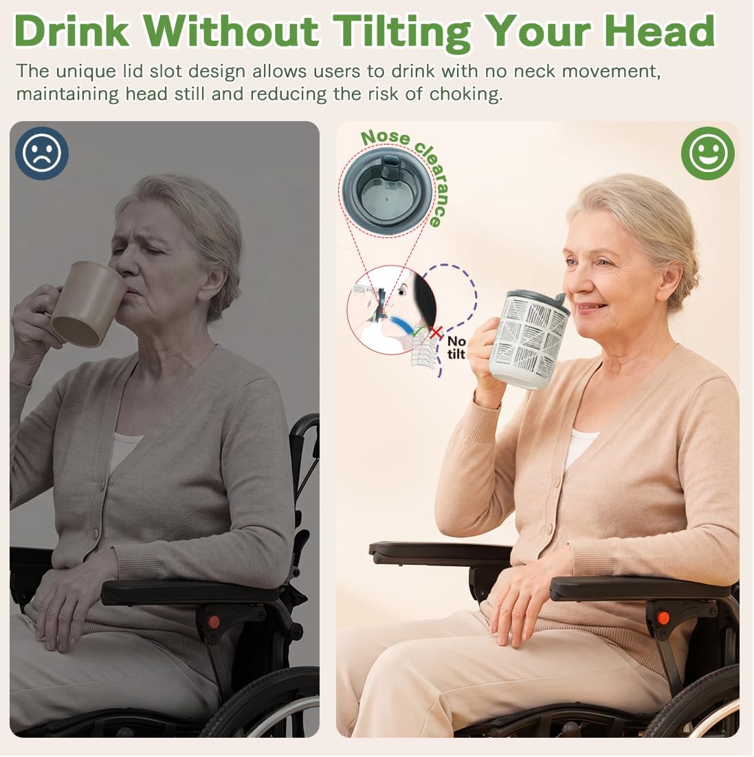 Ceramic Dysphagia Regulating Drinking Cup for Safe Drinking | Anti-Choke Controlled Flow Cup for Swallowing Difficulty,Ideal for Elderly, Stroke Recovery And Home Care Use