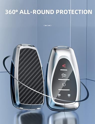 Miniatura 5 de ontto Funda para llavero Chevy con llavero, cubierta de metal para llave de automóvil, funda inteligente para llave de control remoto compatible con