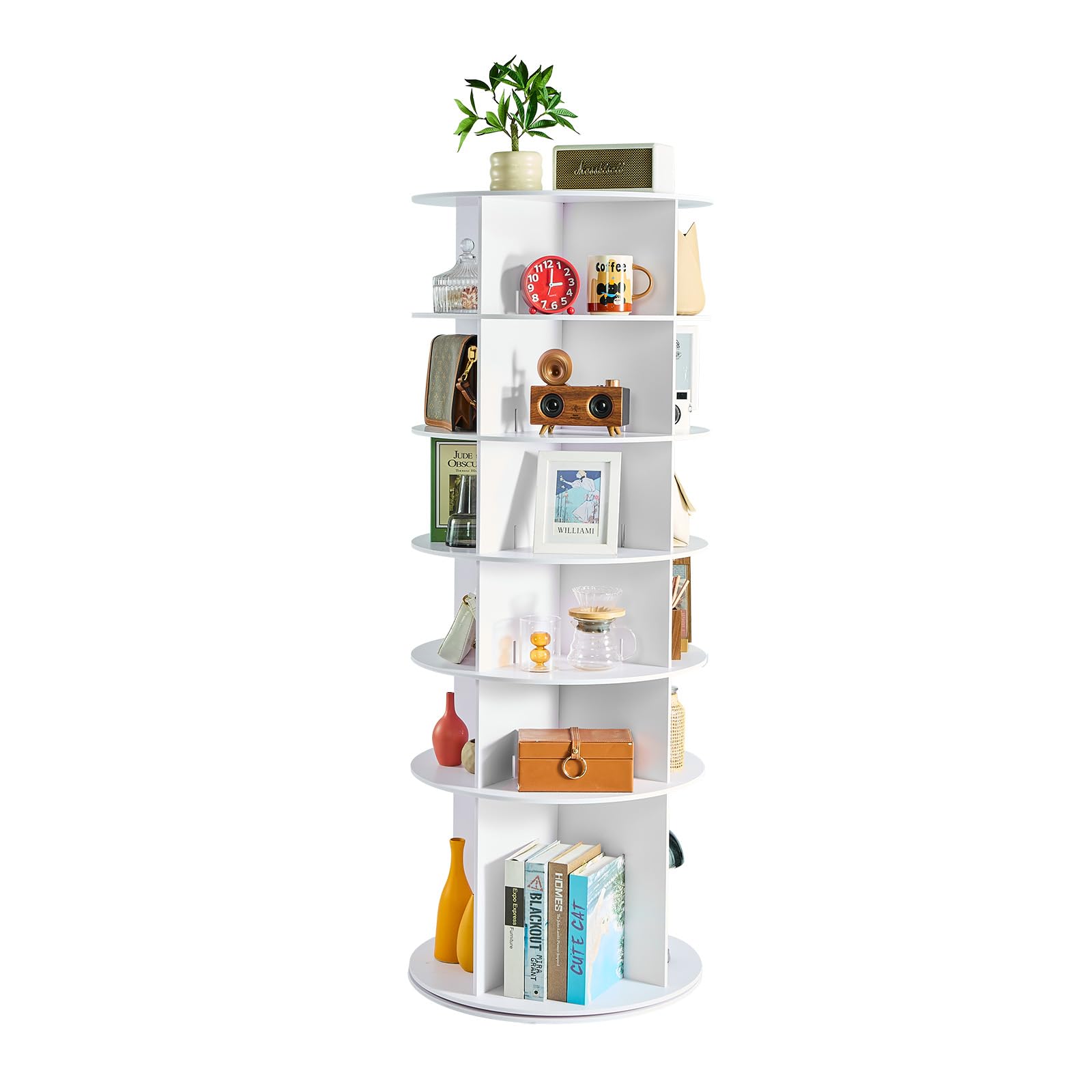 VEVOR Carosello Portascarpe Supporto Girevole a 360° con 598 x 598 x 1570 mm per 24 Paia di Scarpe 6 Ripiani, Salvaspazio, Scaffale per Scarpe per Camera da Letto, Soggiorno, Ingresso, Bianco