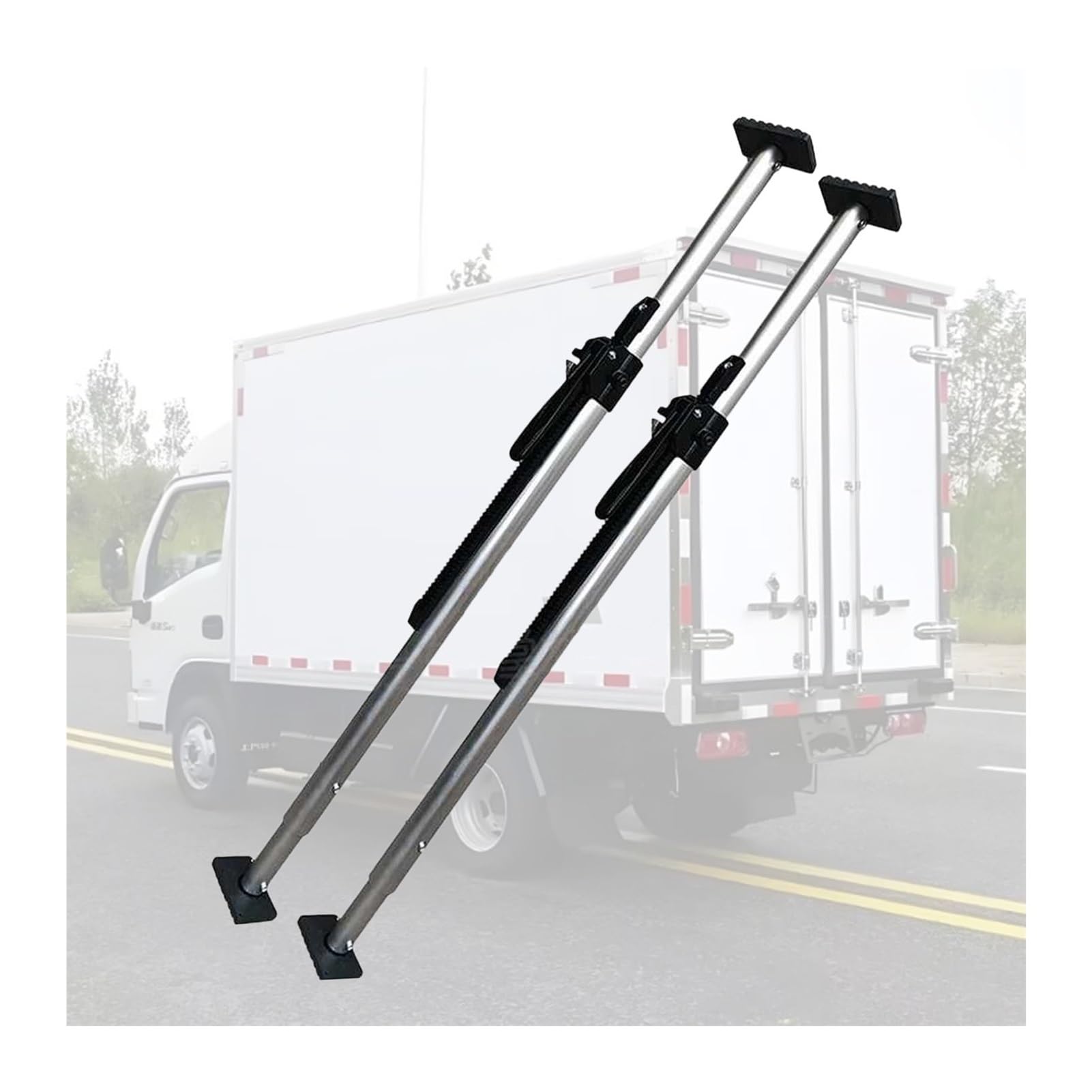QIYFOZ Ratcheting Cargo Bar，，Adjustable Cargo Bar for Pickup Trucks, 51.2-74.8" Ratcheting Bed Pole with Anti-Slip Pads, 440LB Capacity for Trailers & Box Trucks (130-168cm, 3-P