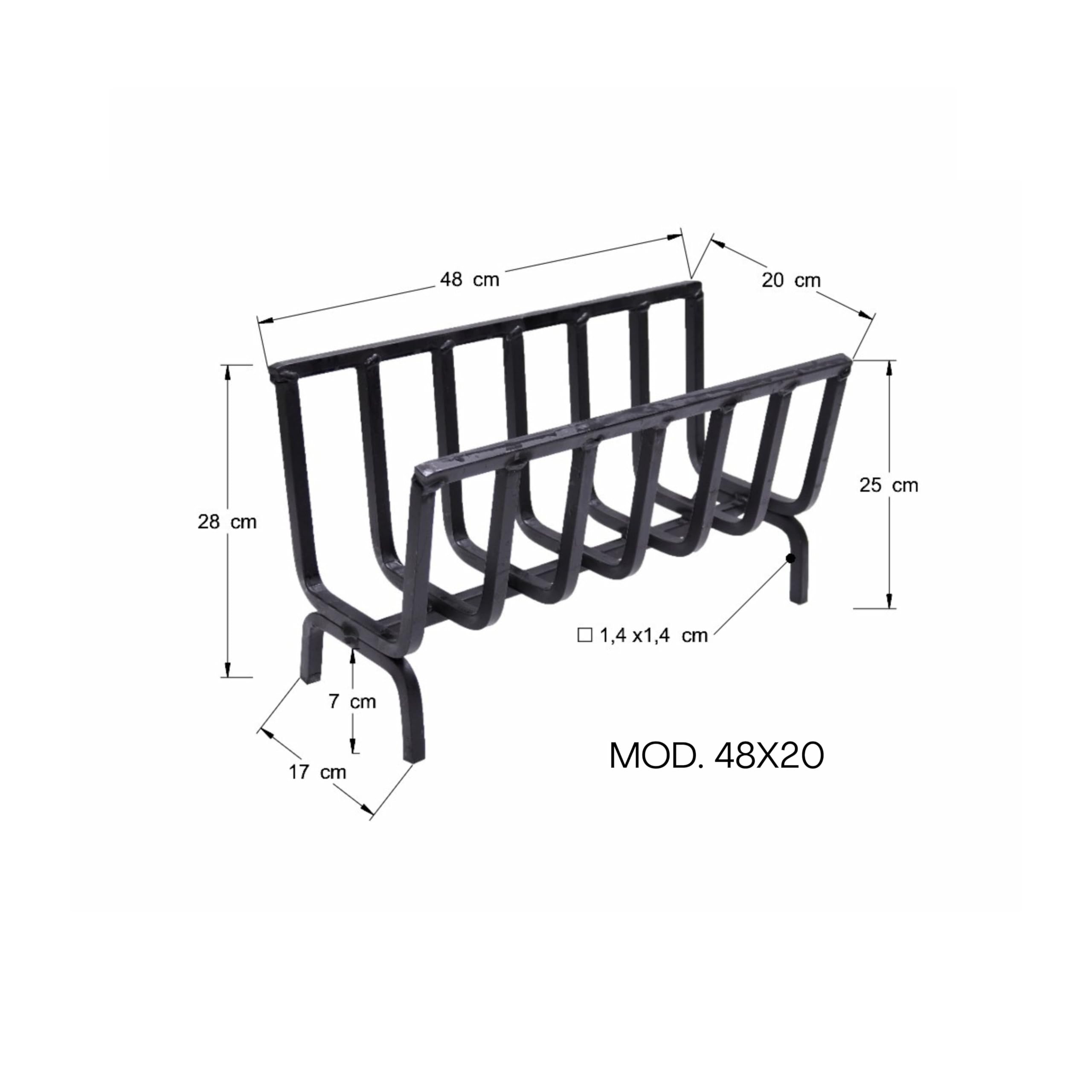 Fonderia Bongiovanni | Brucialegna | porta legna | portalegna da interno | portalegna da esterno | braciere | in ferro per camino e barbecue (cm 48x20x28h)