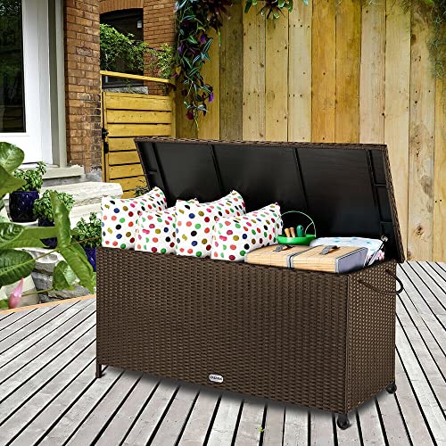 MAXCBD Auflagenbox Kissenbox Gartenbox Gartentruhe Aufbewahrungsbox Braun – Bild 3