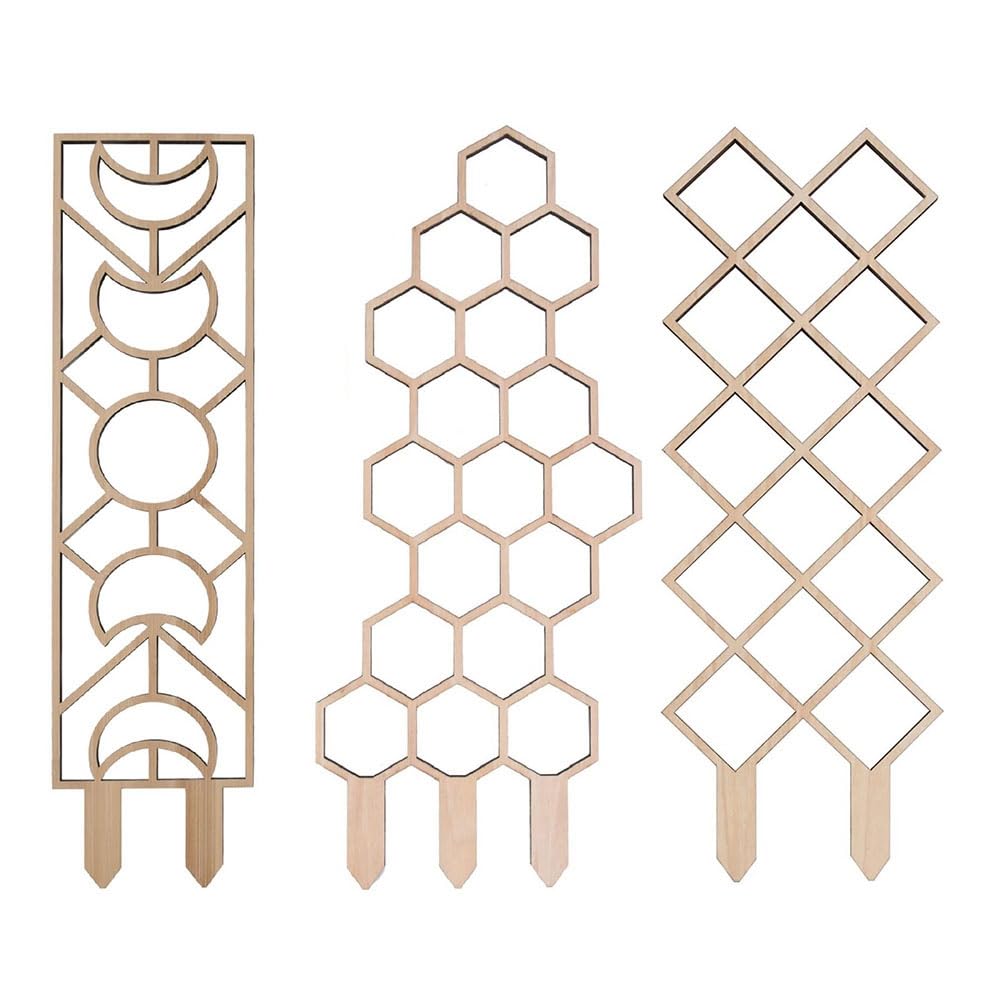 CTRLZS 3PCS Wooden Honeycomb Plant Climbing Stand Lattice Climbing Plant Stand Horticultural Potting Stand