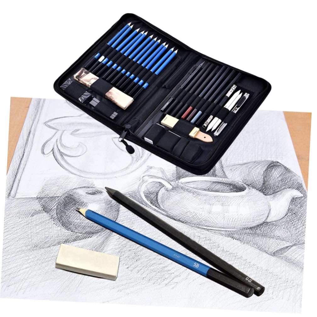 VILLCASE Set de 40 Crayons à Dessin en Bois pour Croquis Professionnel et Esquisse Portable Paquet de Rangement