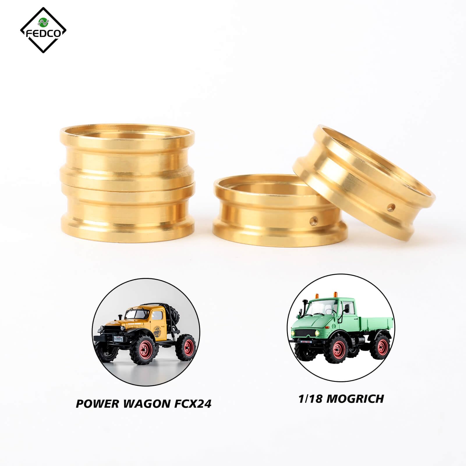 FEDCO FCX24 Wheel Weights Ring 152g Brass Counterweights Wheel Clamp Rings for FMS FCX18 FCX24 Upgrade Parts 1/24 1/18 RC Crawler