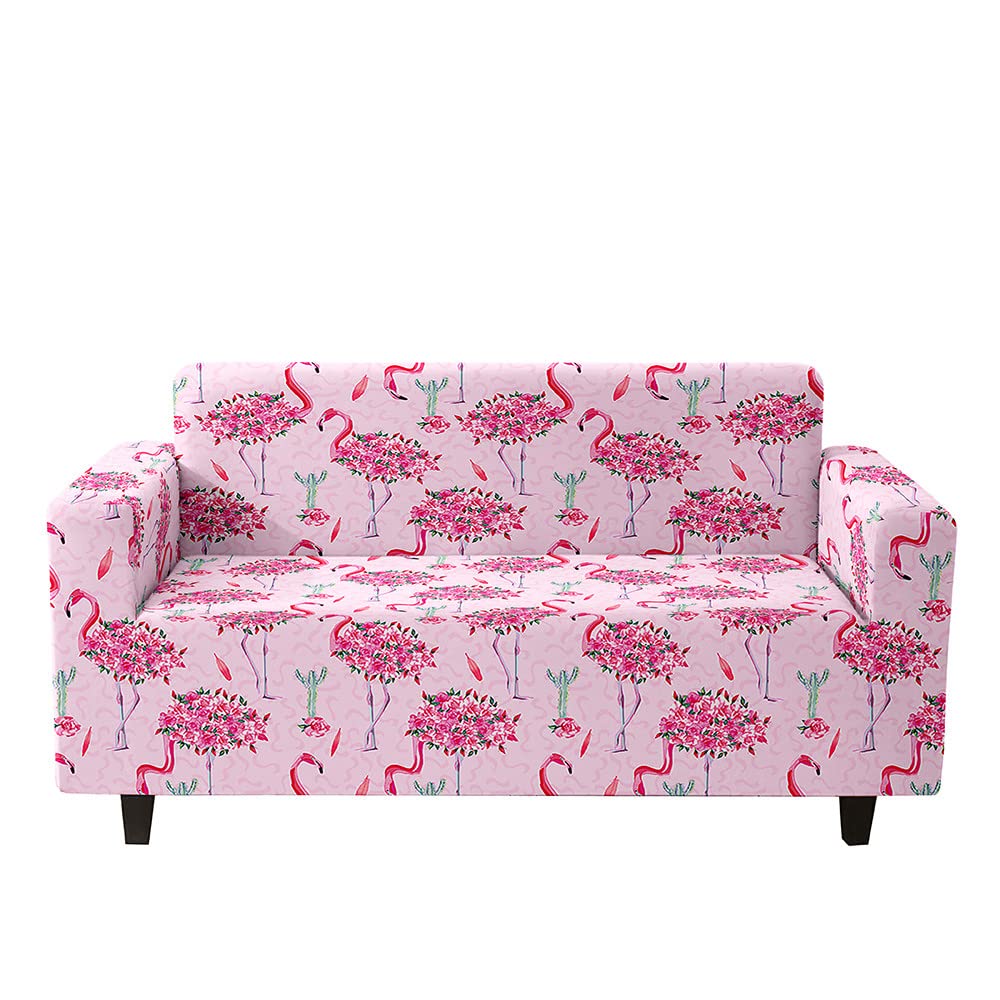 Highdi Flower Cactus Slipcover Sofa Cover 1 2 3 4 Seat, Flamingo Printed Washable Stretch Elastic Fabric Armchair Couch Cover Protector Cover Decor For Leather Sofas Loveseat (,4 Seater)