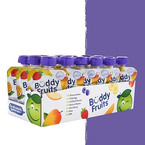 Miniatura 35 de Buddy Fruits Snacks To Go Puré de manzana sin azúcar de mango sin azúcar, bolsa de 3.2 onzas (18 unidades) sin gluten, frutos secos, conservantes