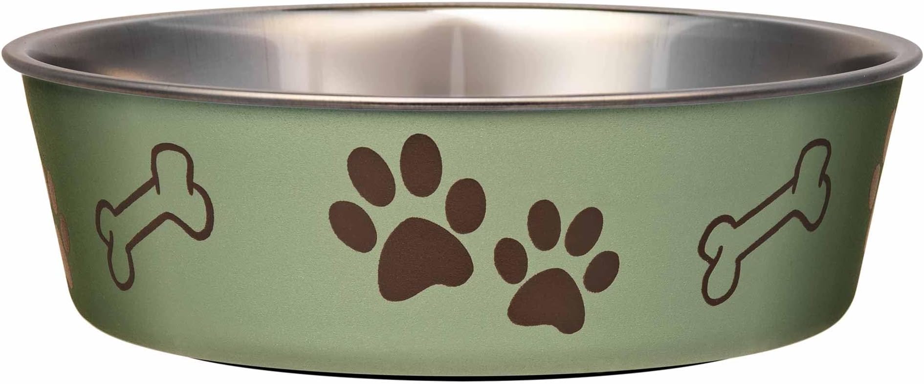 Loving Pets Bella Dog Bowls- Stainless Steel Dog & Cat Bowls - Spill Proof Dog Food Bowl, Cat Bowl, Puppy Essentials & Pet Supplies Great for Home & Travel (X-Large 65-100lbs, Artichoke)