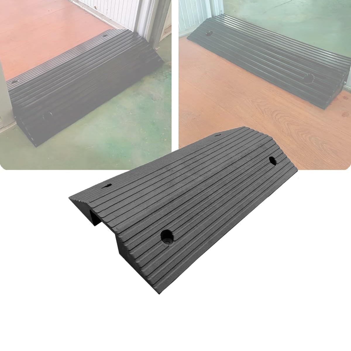 Generico Soglia per Ponte Antiscivolo Rampa di Soglia in Gomma Altezza 8cm 10cm Rampa di Accesso Resistente per Auto, Scooter, Moto, Sedia A Rotelle(4" Rise/80x45x10cm)