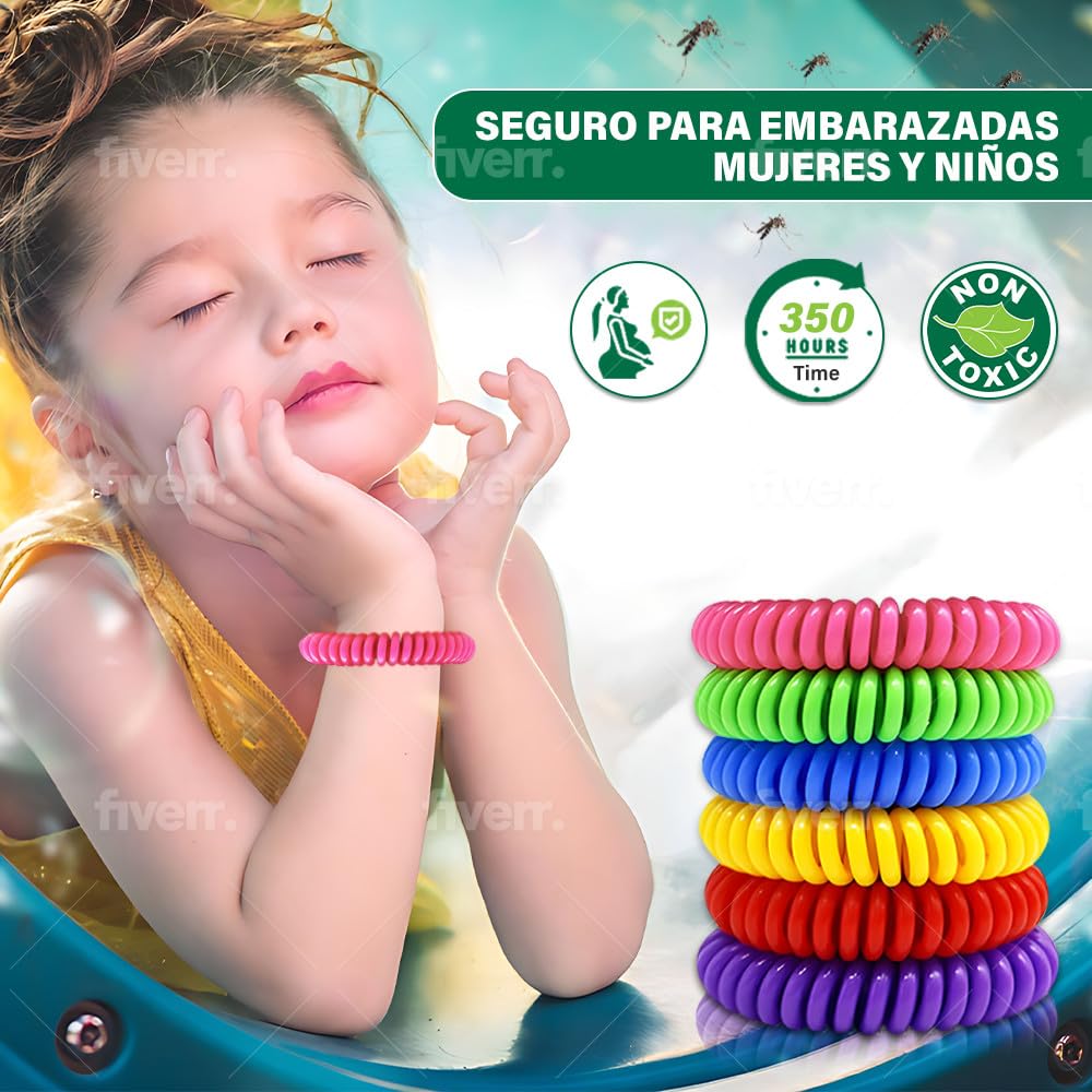 Pulseras Anti Mosquitos Multicolor Elastica con Citronela, Brazalete Repelente de Mosquitos e Insectos, Proteccion Exterior Interior, Larga Duracion, para Niños y Adultos (1, Amarillo)