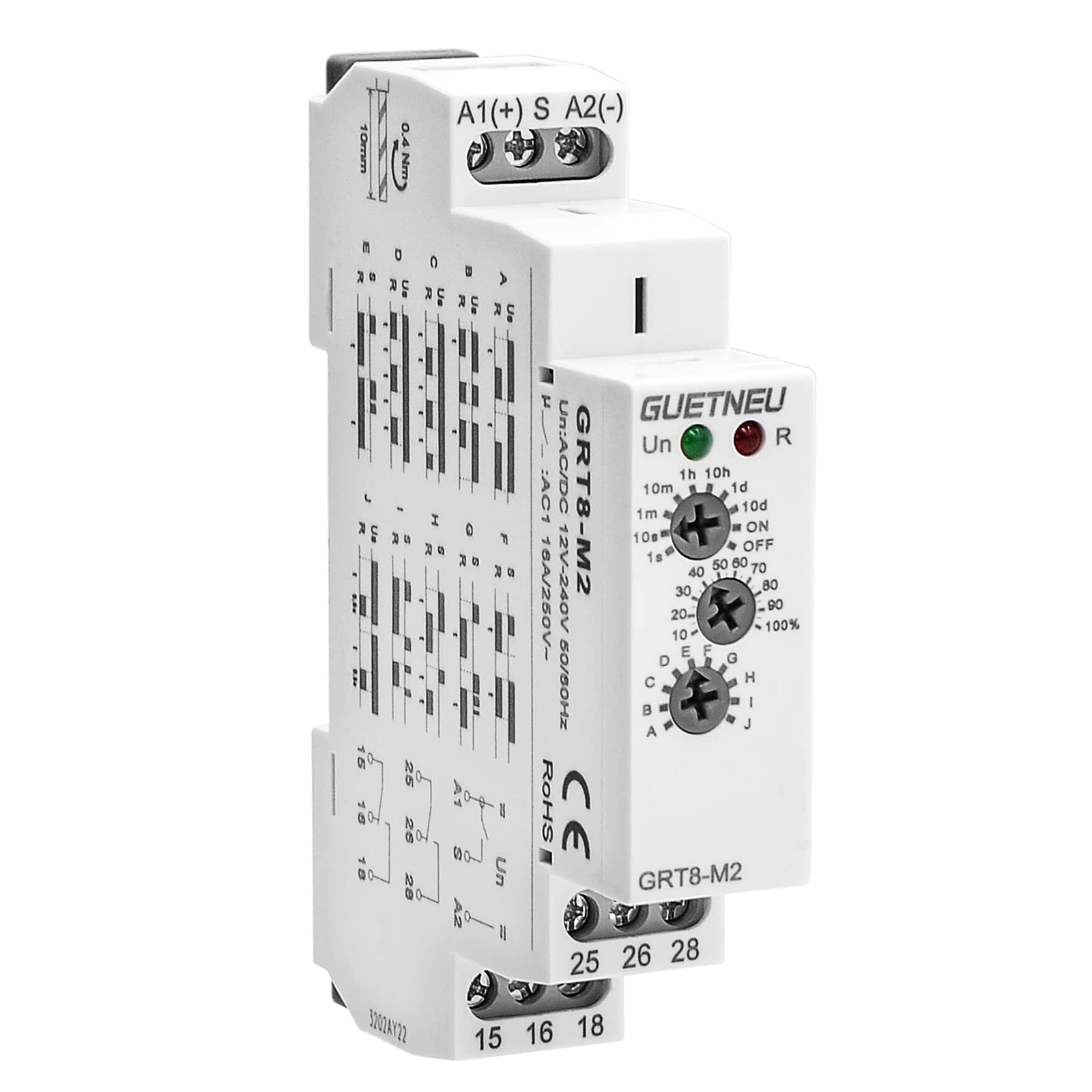 GUETNEU Relay 12V, Timer Relay Delay Off Trigger, Off Delay Timer with 10 Function Choices, Wide Voltage Multifunctional Relays for Electric