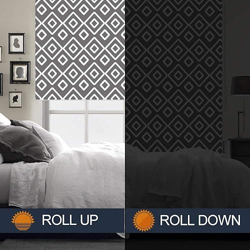 Miniatura 6 de LETAU Persianas opacas sin cordón, con protección UV estampadas, persianas enrollables para puerta, club, hogar, hotel, restaurante