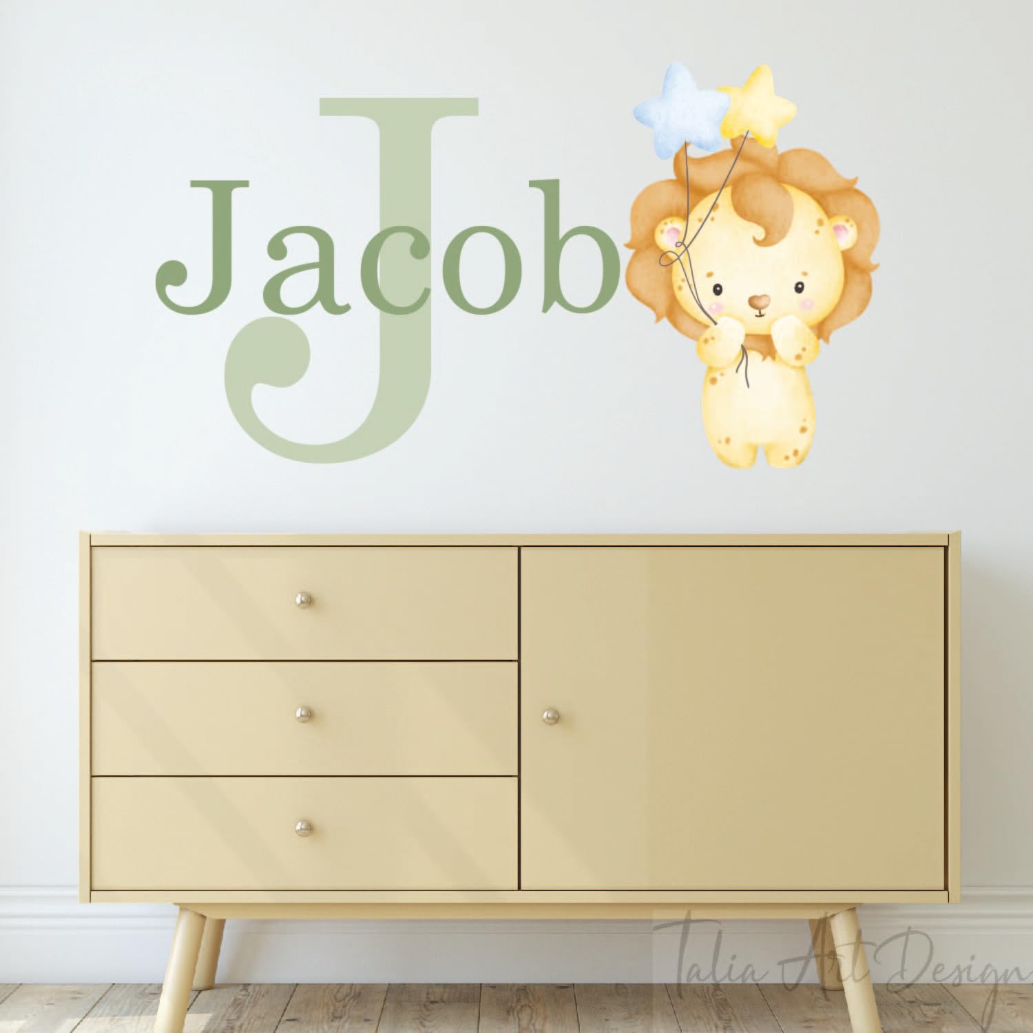 Yklt Decals Be Customized Personalized Lion Wall Decal - Wild Jungle King Animal Sticker With Custom Name & Initial For Nursery, Kids Room & Bedroom Decor.