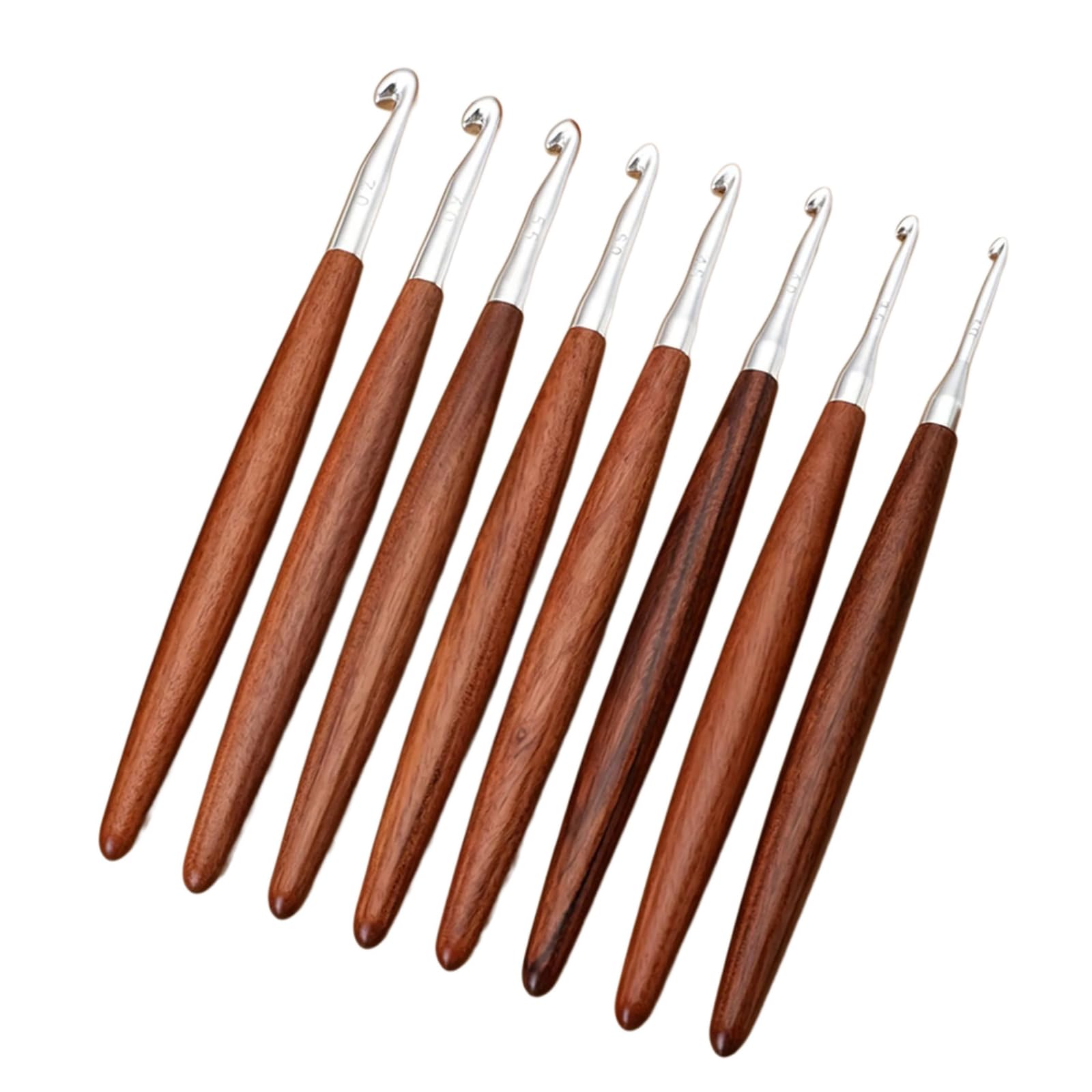 Hsyzygian 8Pcs Aluminium Crochet Hook for Knitting Ergonomic Wood Handle Crochet Hooks Yarn Craft Tool for Crocheting 3.0-7.0mm Probes Sweater Scarves and Yarn Craft