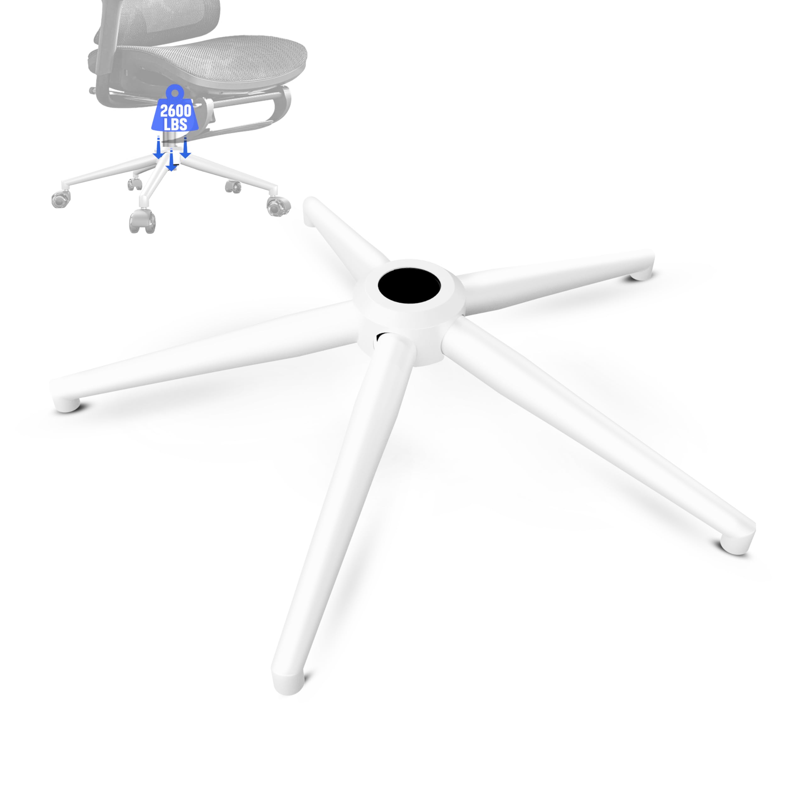 Sytopia Silla de oficina con pie en cruz, estructura robusta de 5 estrellas, base de metal, base giratoria para silla de oficina, soporta más de 2600 libras, adecuado para ruedas de 11 mm x 22 mm,