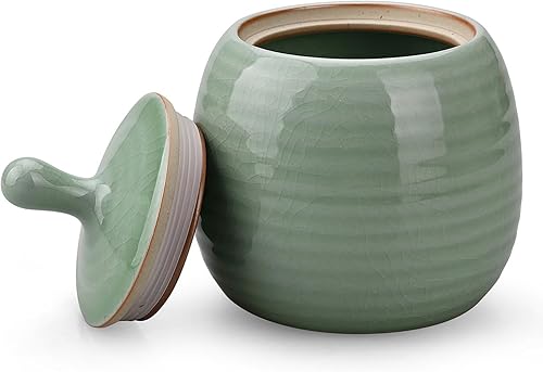 Kitchen Canisters - Tarro de cerámica vintage para almacenamiento de alimentos con tapa hermética para té, café, hierbas, azúcar, especias, nueces