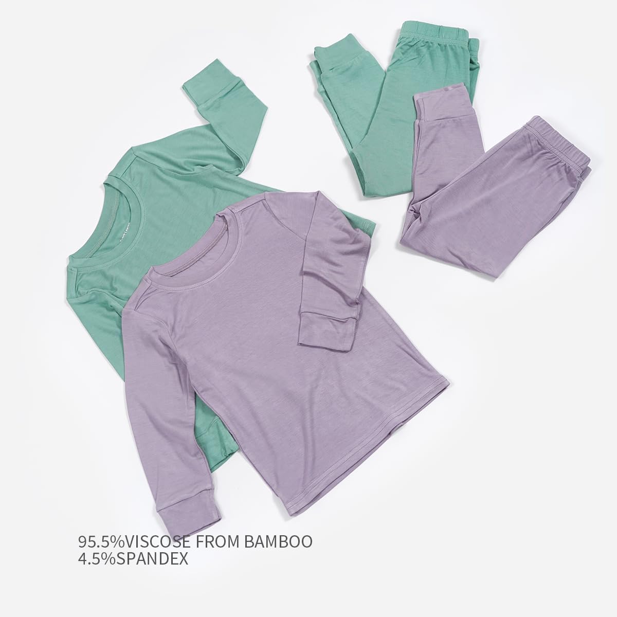 Teach Leanbh Toddler Baby Boys Girls Bamboo Viscose Pajamas Set Round Neck Long Sleeve Snug Fit Sleepwear Pjs 12M-5Y - Image 7