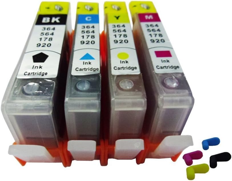 Theluckleds 4 pack ink catridge HP920XL Black/C/M/Y for HP Officejet 6000 6500 7500 7000 wireless