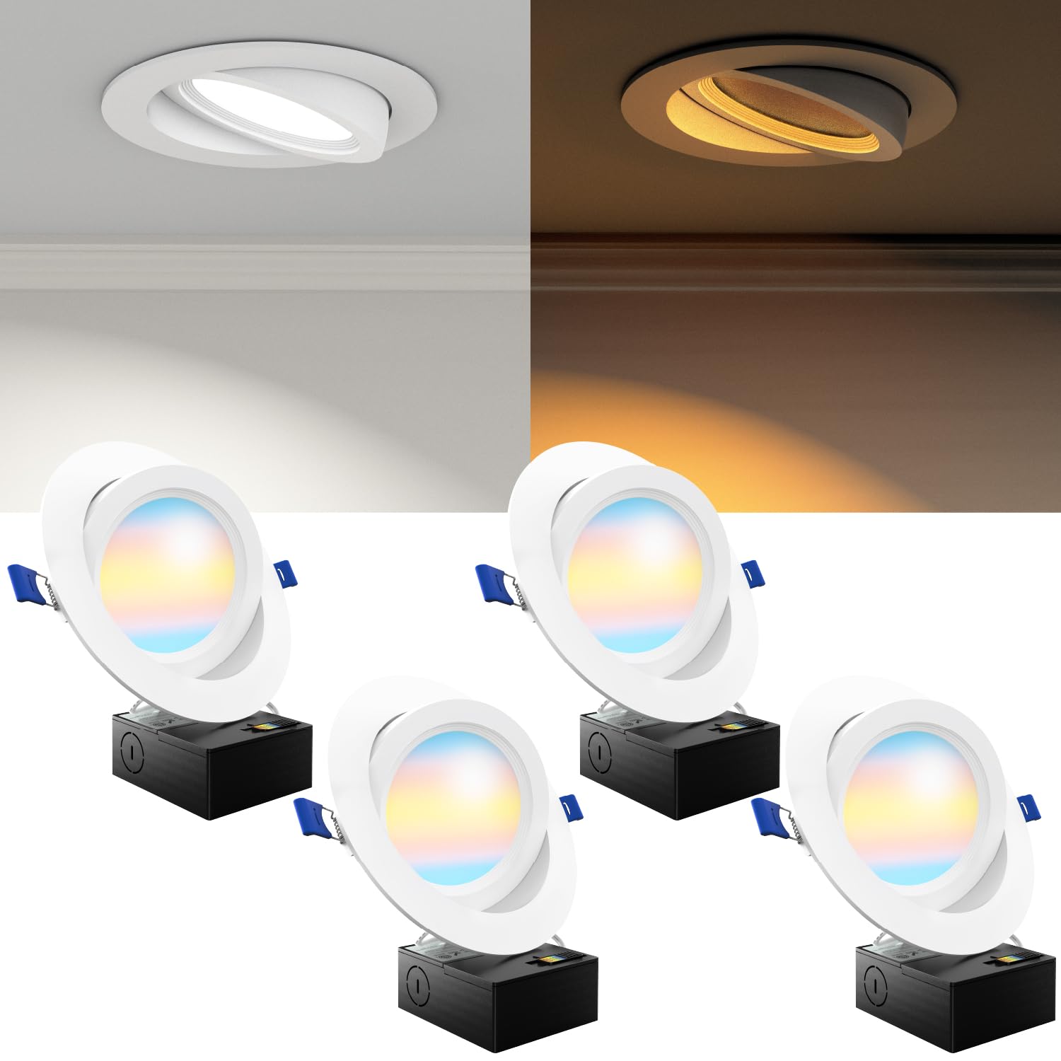 Sunco Lighting Paquete De 16 Luces LED De Techo Empotrables Delgadas De 4 Pulgadas CCT Seleccionables 2700k3000k3500k4000k5000k Regulables 10w 60w