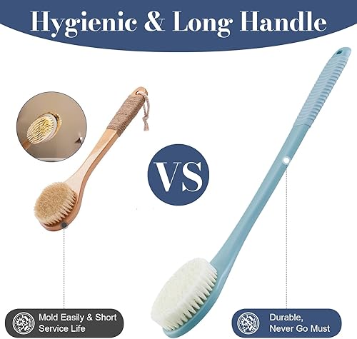 Miniatura 6 de Limpiador de espalda para ducha, cepillo corporal de ducha para limpieza con mango largo para ducha, limpiador de espalda de 17 pulgadas para ducha