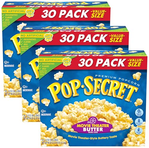 Image of Pop Secret Microwave Popcorn, Movie Theater Butter Flavor, 3 Oz Sharing Bags, 30 Ct (Pack of 3)