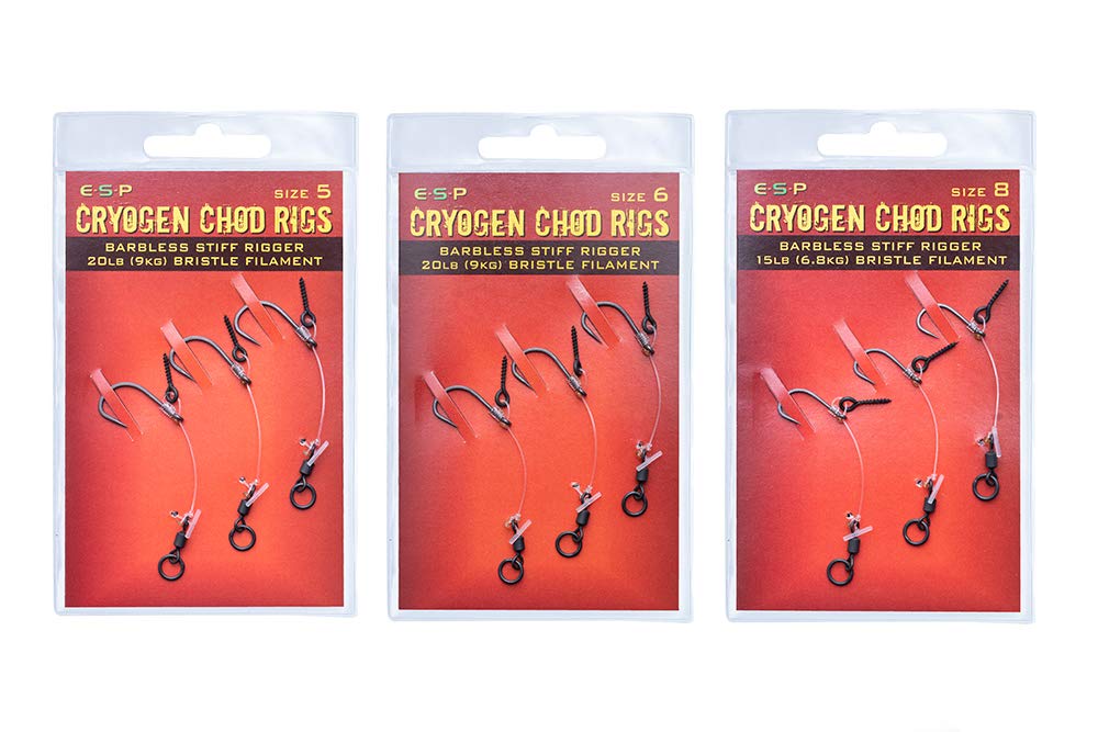 ESP Cryogen Chod Rig With Bait Screw Barbed OR Barbless: Barbless 8, Black