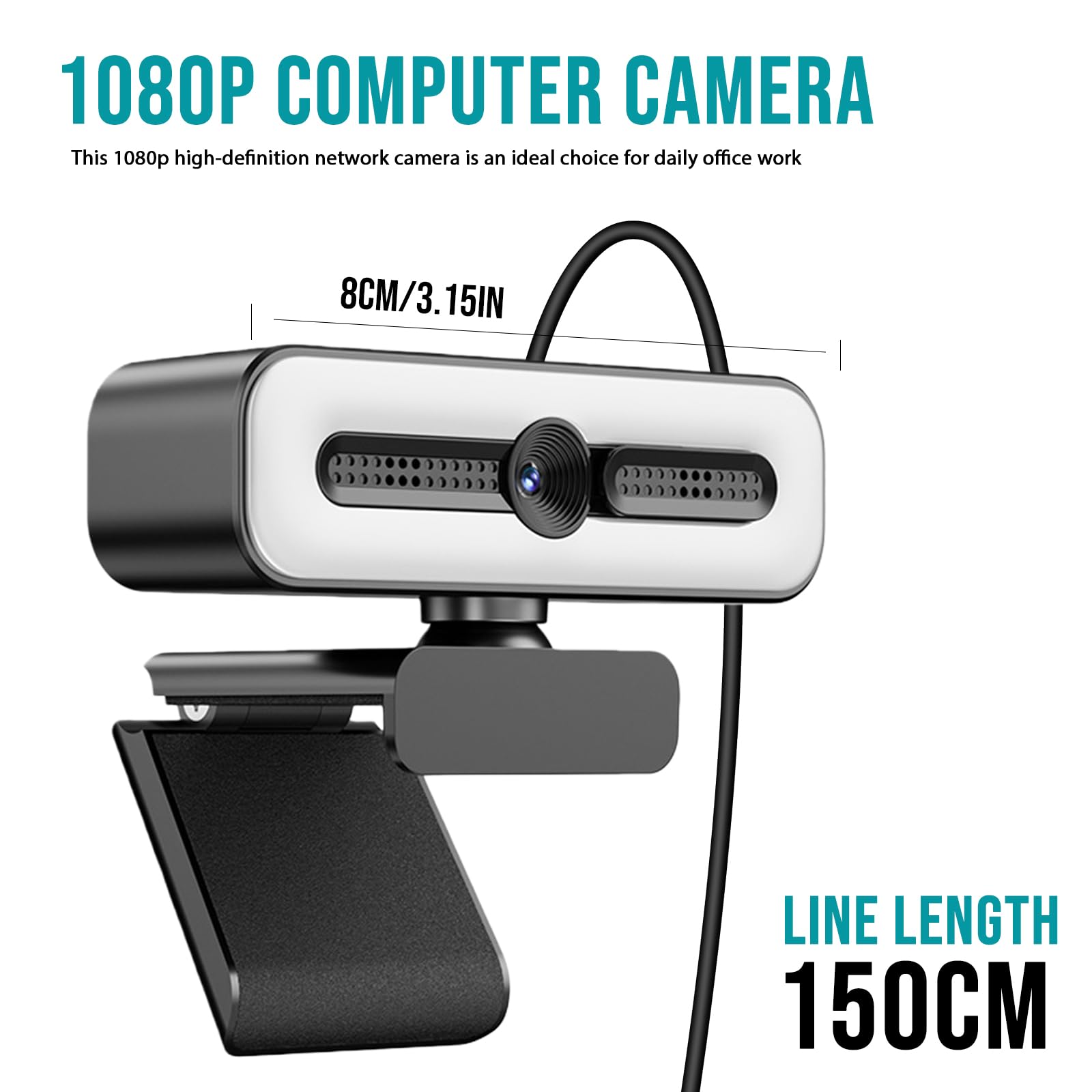 Webcam USB VEGOATY 1080P: webcam Full HD grandangolare da 90° con microfono per videochiamate e registrazioni, conferenze web, può ruotare la telecamera USB di 360°