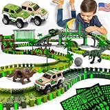 Dinosaur Glow in the Dark Race Train Track Toy for Boys & Girls Ages 3, 4, 5, 6, and 7, Let Your Kid