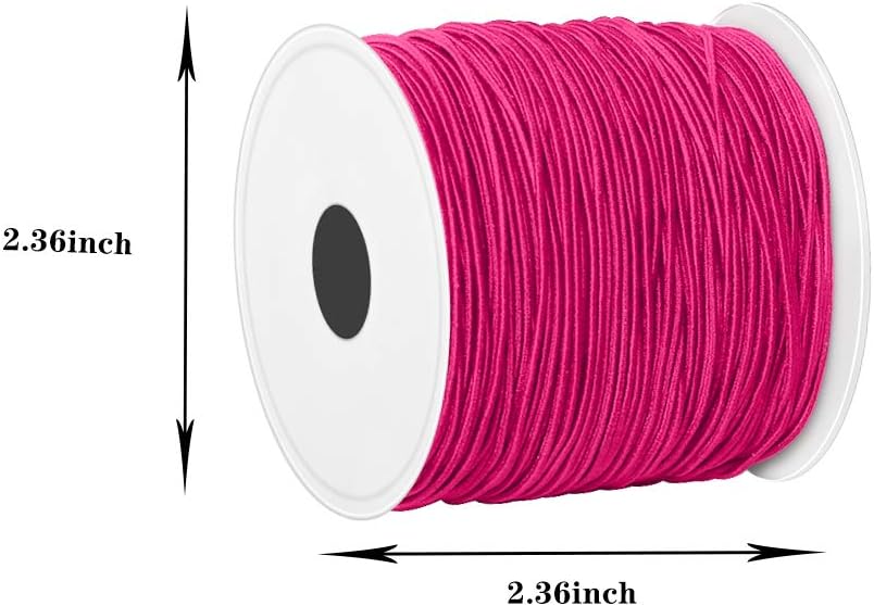 Elastic String for Bracelets, Elastic Cord Jewelry with Sewing Scissors Stretchy Bracelet String for Bracelets, Necklace Making, Beading (1 mm, 110 Yards, Pink)