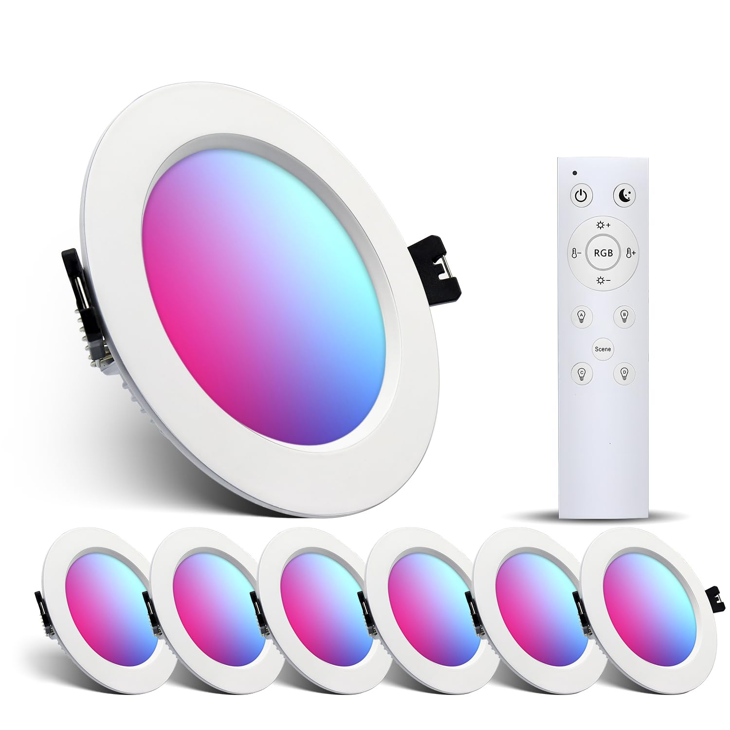 DUSKTEC LED Inbouwspot Ultra Flat 7W 2700K-6000K Warm tot Koel Wit verstelbaar Geschikt met Alexa, AC 200-240V, 660 Lumen, APP Controleerbare Inbouwverlichting, Badkamer, Plafondspot, Keuken, 6 Stuks