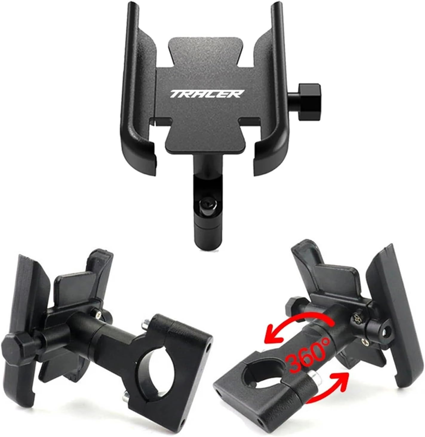 Motorcycle Accessories Handlebar Mobile Phone Holder CNC Aluminum Parts for Tracer Tracer7 Tracer9 7 9(Black)