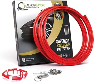 AlloyGator Exclusive Wheel & Rim Protectors, Set of 4 – Universal Size Fits Most Wheels & Tires (12-24") – Protects Against Scrapes, Scratches, Scuffs, Curb Rash & Pothole Damage - Red