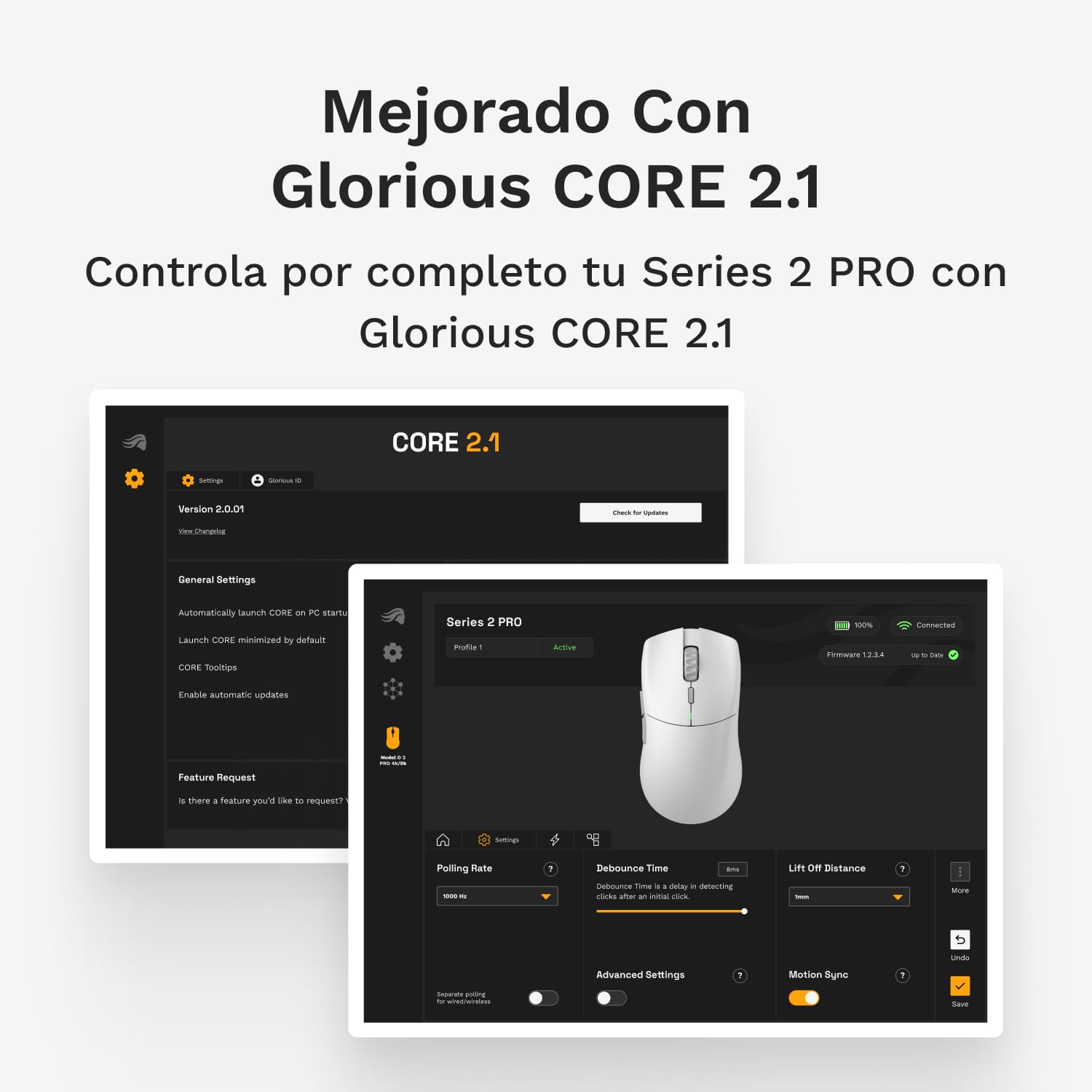 GLORIOUS Series 2 Pro Ratón Gaming Inalámbrico 8K Ergonómico (Blanco) | Switches ópticos 100M, sensor BAMF 2.0 26K, peso superligero 55g, forma simétrica compacta, precisión excepcional de juego
