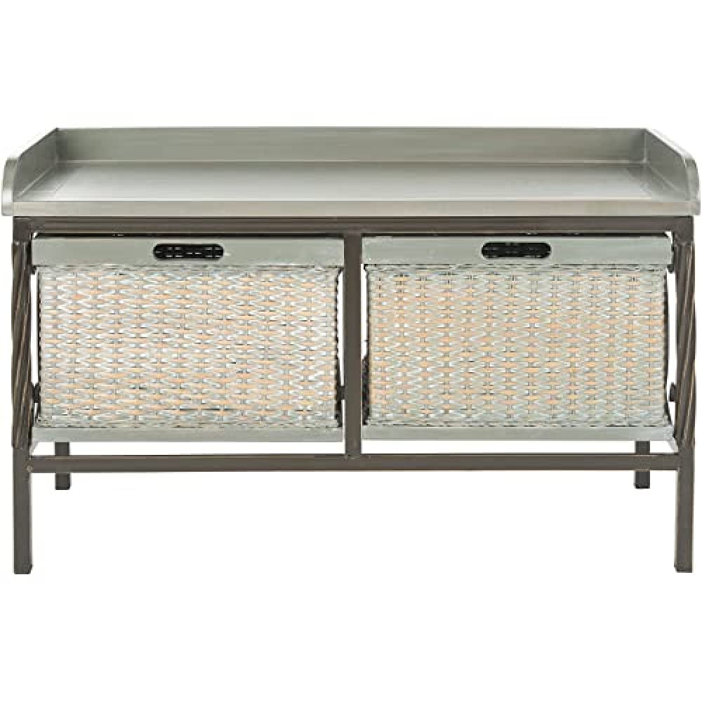 Safavieh Rustic Indoor Bench in Antique Pewter and French Grey, 40 X 85 X 50