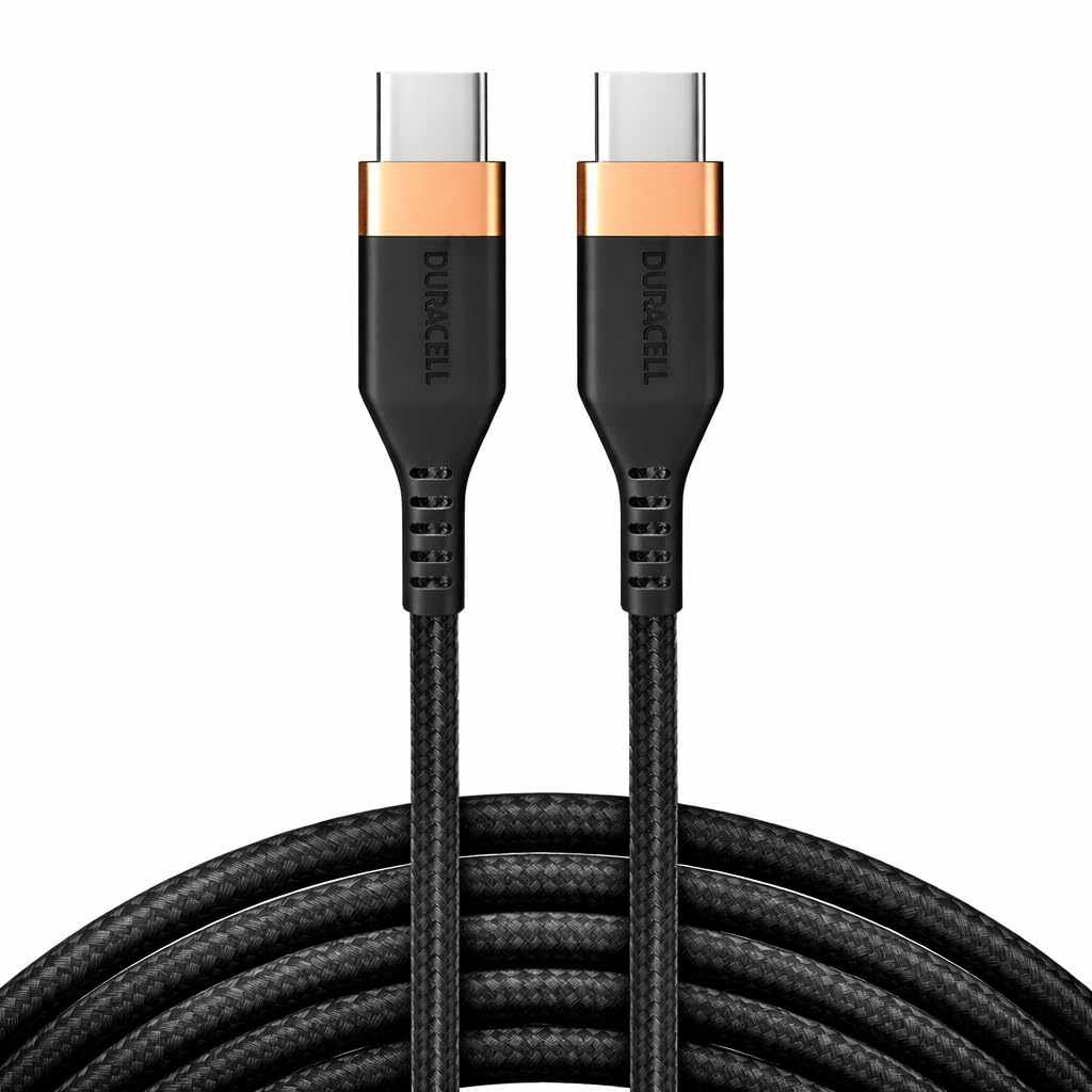 Duracell Usb Type C To Type C 5A(100W) Braided Sync& Charging Cable,Compatible With Mobile,Laptop,Tablets&Macbook,3.9 Feet(1.2M) Supports Pd&Qc 3.0 Charging,5 Gbps Data Transmission,Black-picture-6