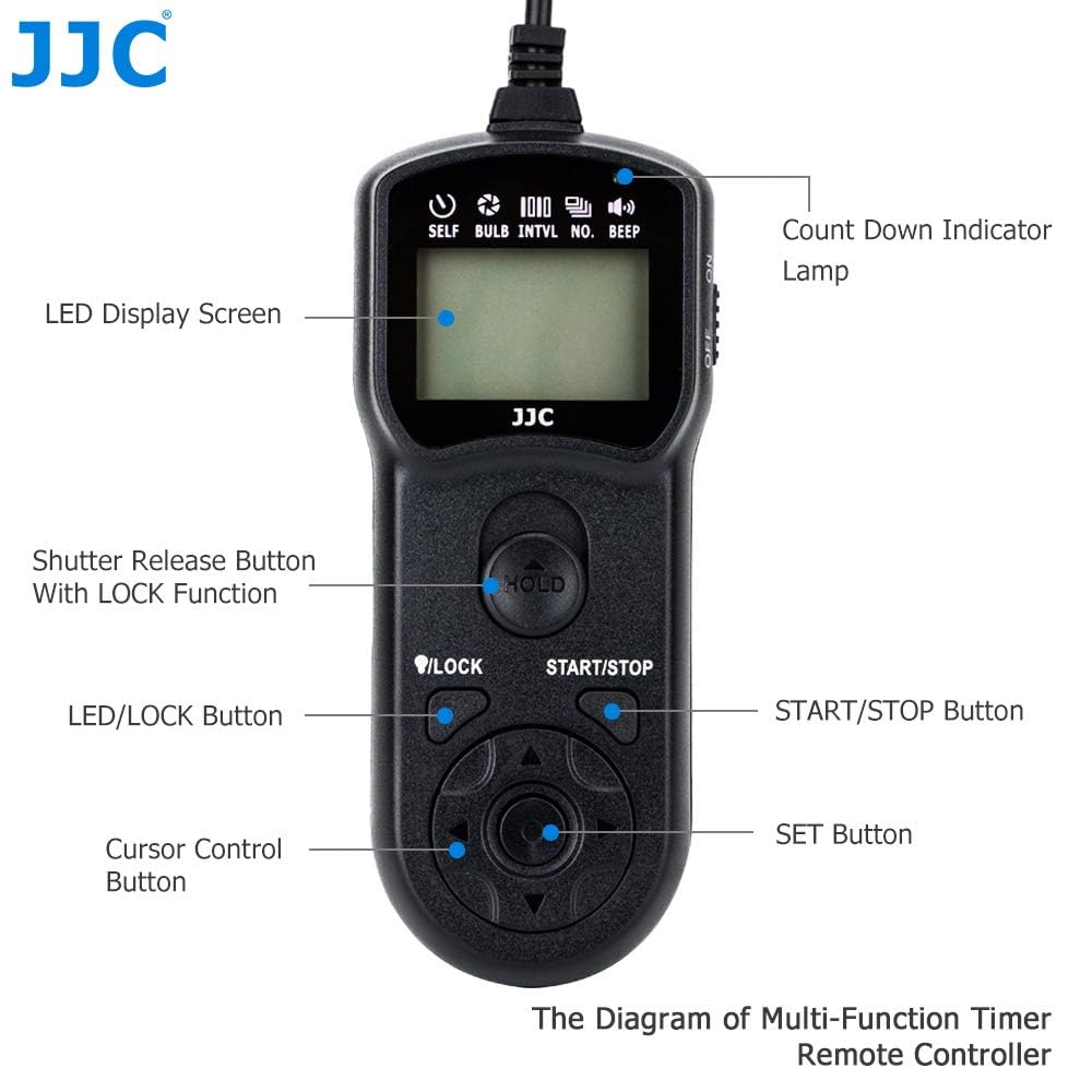 JJC Telecomando Intervallometro Scatto Remoto LCD Timer con Treppiedi del Morsetto per Fujifilm GFX100 GFX 50R X-PRO3 X-H2 X-H2S X-T5 X-T4 X-T3 X-T30 III X-T30 X100V X-A7 etc. Sostituzione Fuji RR-100