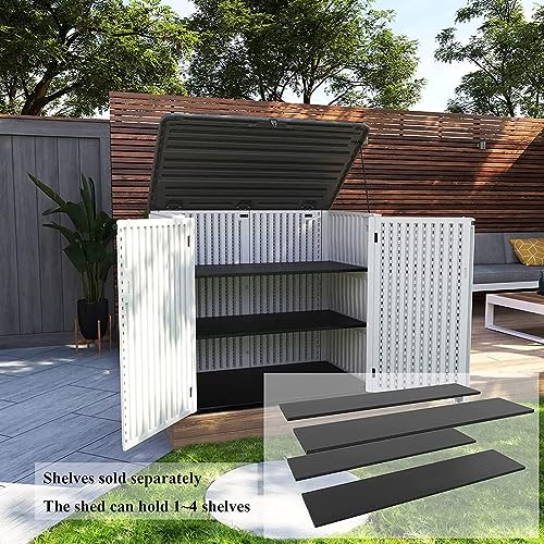 Image of KINYING Horizontal Outdoor Storage Shed,47 Cu.ft Resin Outdoor Storage Cabinet Waterproof for Garden /Patio /Backyards