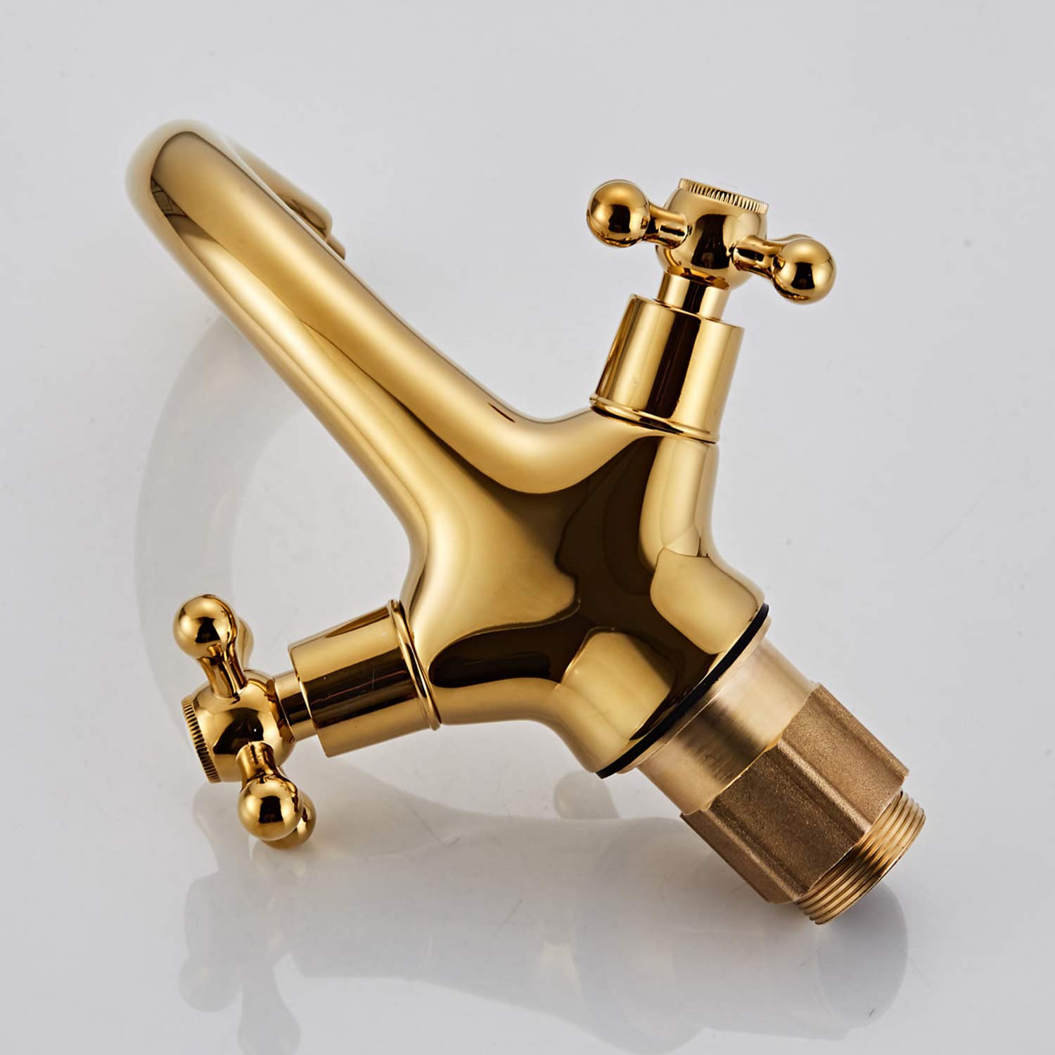 HomeLava Antik Messing Wasserhahn Waschtischarmatur Waschbeckenarmatur Zweigriff Mischbatterie Armatur Bad für Badarmatur Waschbecken mit Kreuzgriff Gold [Upgraded Version]