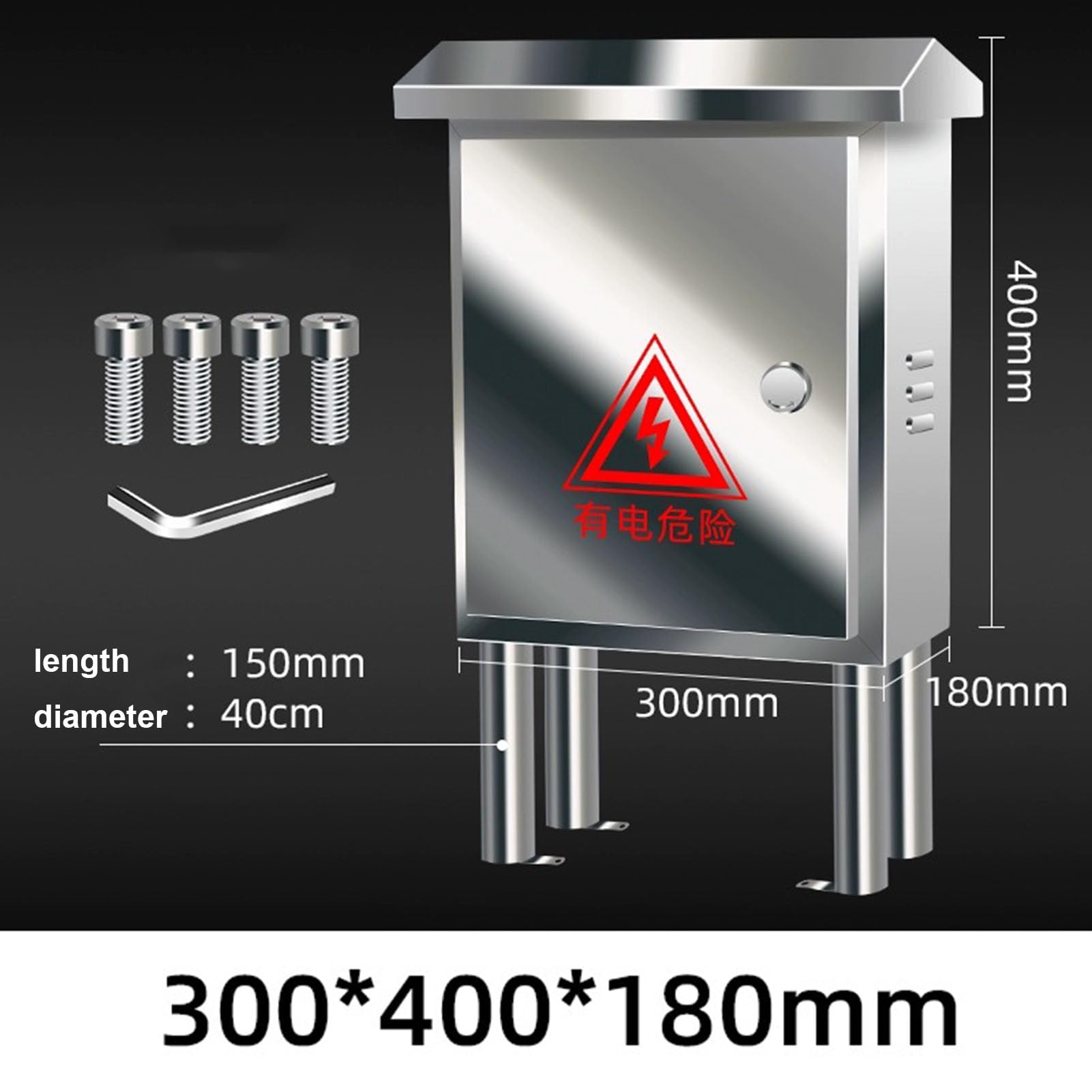 XBTGS Scatola di recinzione elettrica in acciaio inossidabile resistente alle intemperie con staffa di montaggio, 400 x 500 x 180 mm, per protezione da apparecchiature elettroniche esterne, durevole