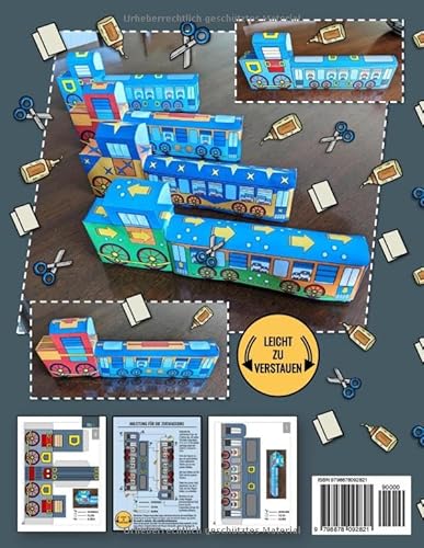 Papierzügen 1 - Bunte Züge: 4 Amazing Züge Zum Ausschneiden, Zusammenbauen Und Spielen Viele Mal