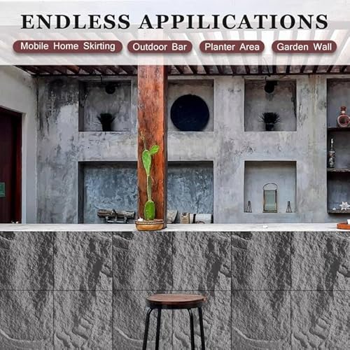 Troystudio Faux Stone Brick Siding Panels - 11.7 X 11.7 X 1.8 Inches 4 Pcs Stone Brick Veneers Wall Panel, Paintable Mobile Home Skirting Panels, Thickened Brick Tiles For Outside & Exterior (Gray B) #TOP3