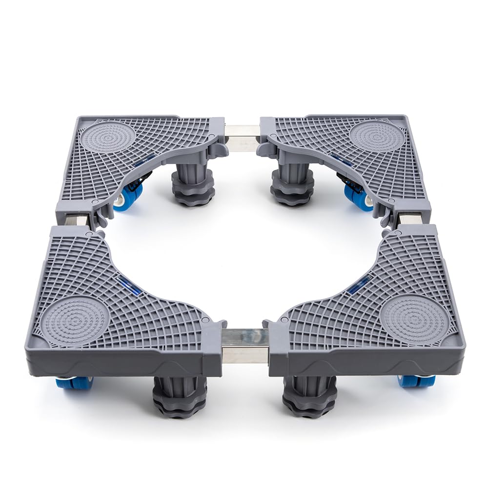 Soporte de lavadora nevera ajustable Base de muebles para mover17inch -26 pulgadas Aire acondicionado Base de electrodomésticos y lavadora secadora nevera (4 ruedas con 4 patas)