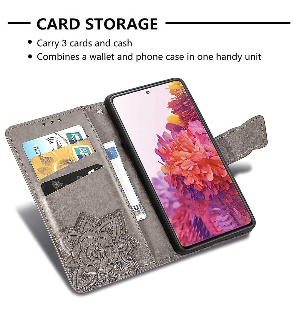HAOYE Cover per TCL 505 Cover, Custodia Chiusura Magnetica Flip Case Stile, Pelle PU/TPU Farfalla Sbalzato con Supporto di Stand/Carte Slot. rosa