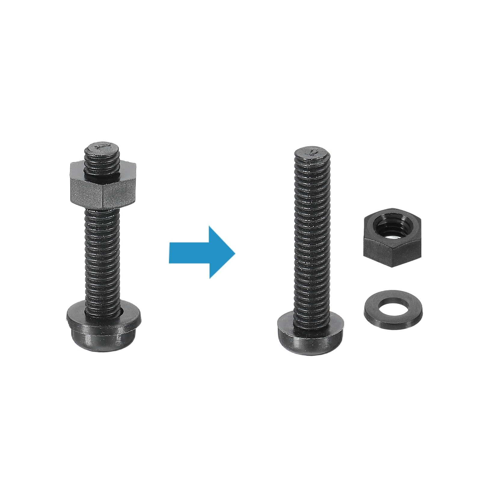 PATIKIL M4x20mm Black Nylon Bolts Plastic Nuts Full Thread Head Screws, 24 Pcs, M4*20mm - Image 3