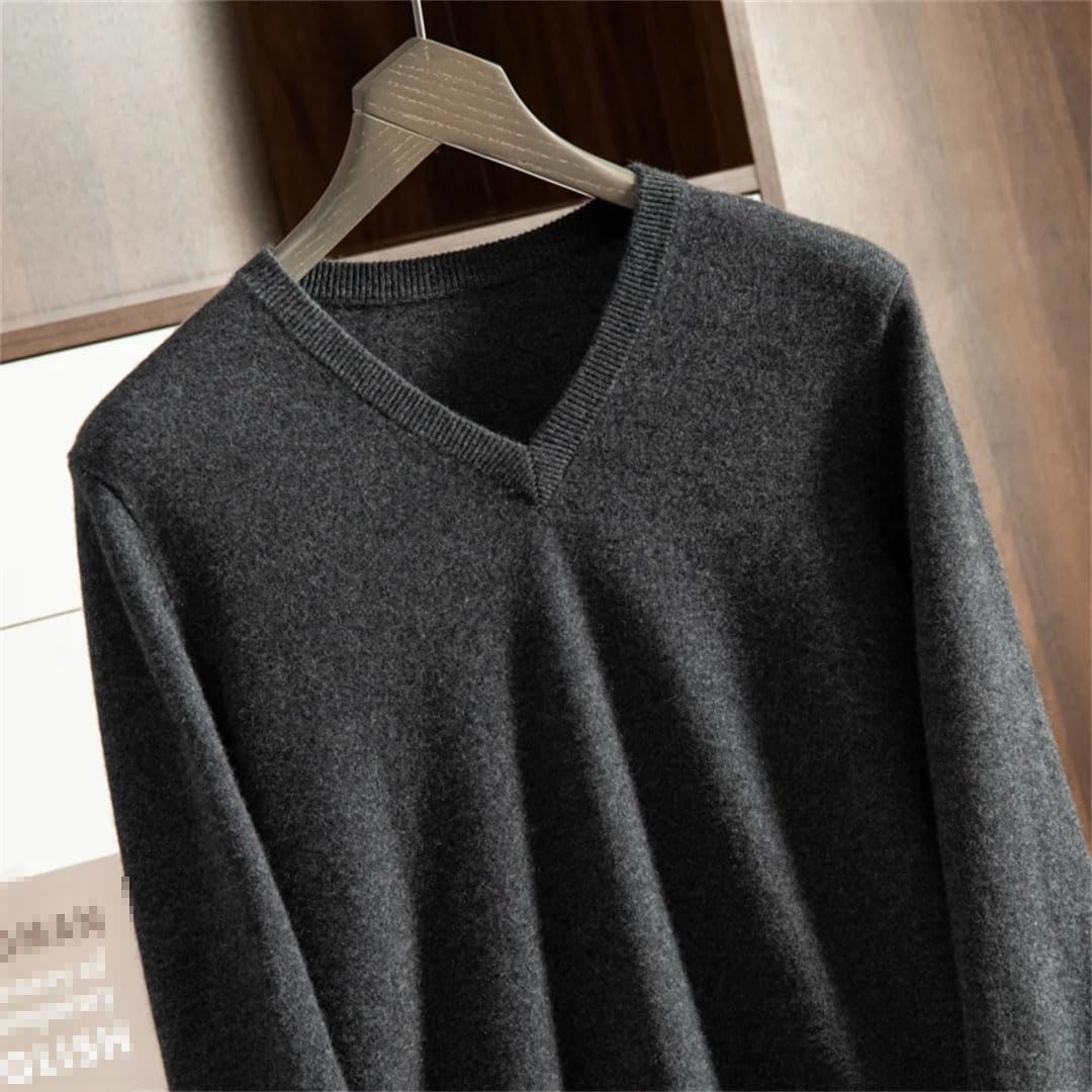 Vogrtcc Maglione in Cashmere da Uomo Maglione Pullover con Scollo A V Lavorato A Maglia Casual Business