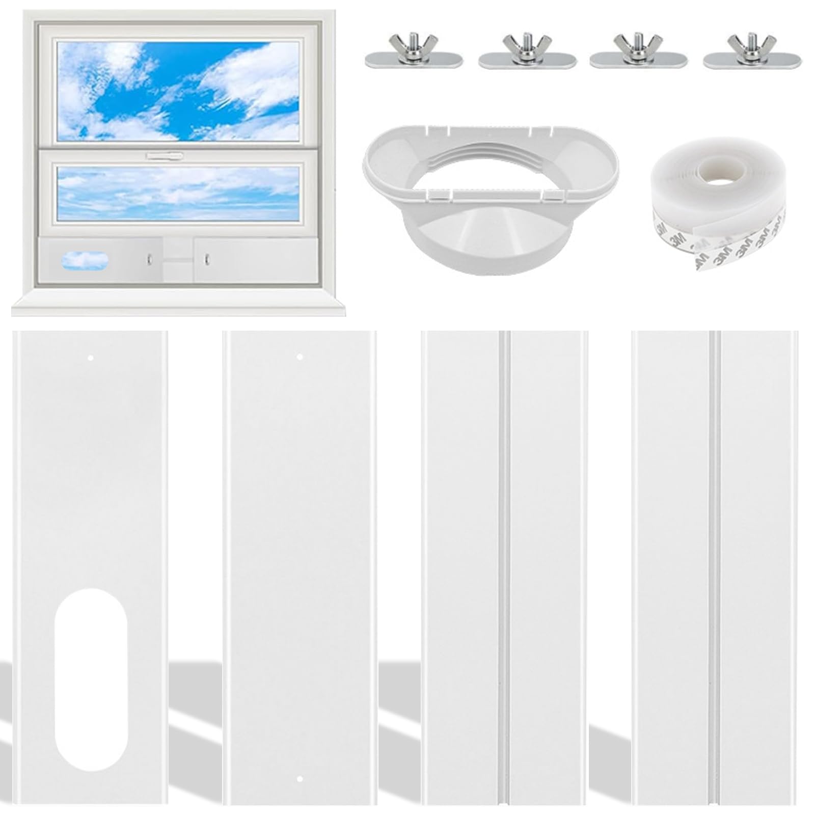 Joint de Fenêtre de Climatiseur,4 Pièces Kit de Ventilation de Fenêtre 43-140cm,Joint de Fenêtre de Climatisation,Kit d'Évent de Fenêtre de Climatiseur Portable,pour Climatiseur Mobile