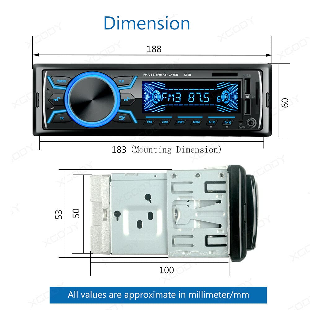 Riloer Lettore DVD portatile per auto, con antenna stereo, Bluetooth integrato, microfono, chiamate in vivavoce, ricarica USB veloce, trasmissione audio avanzata