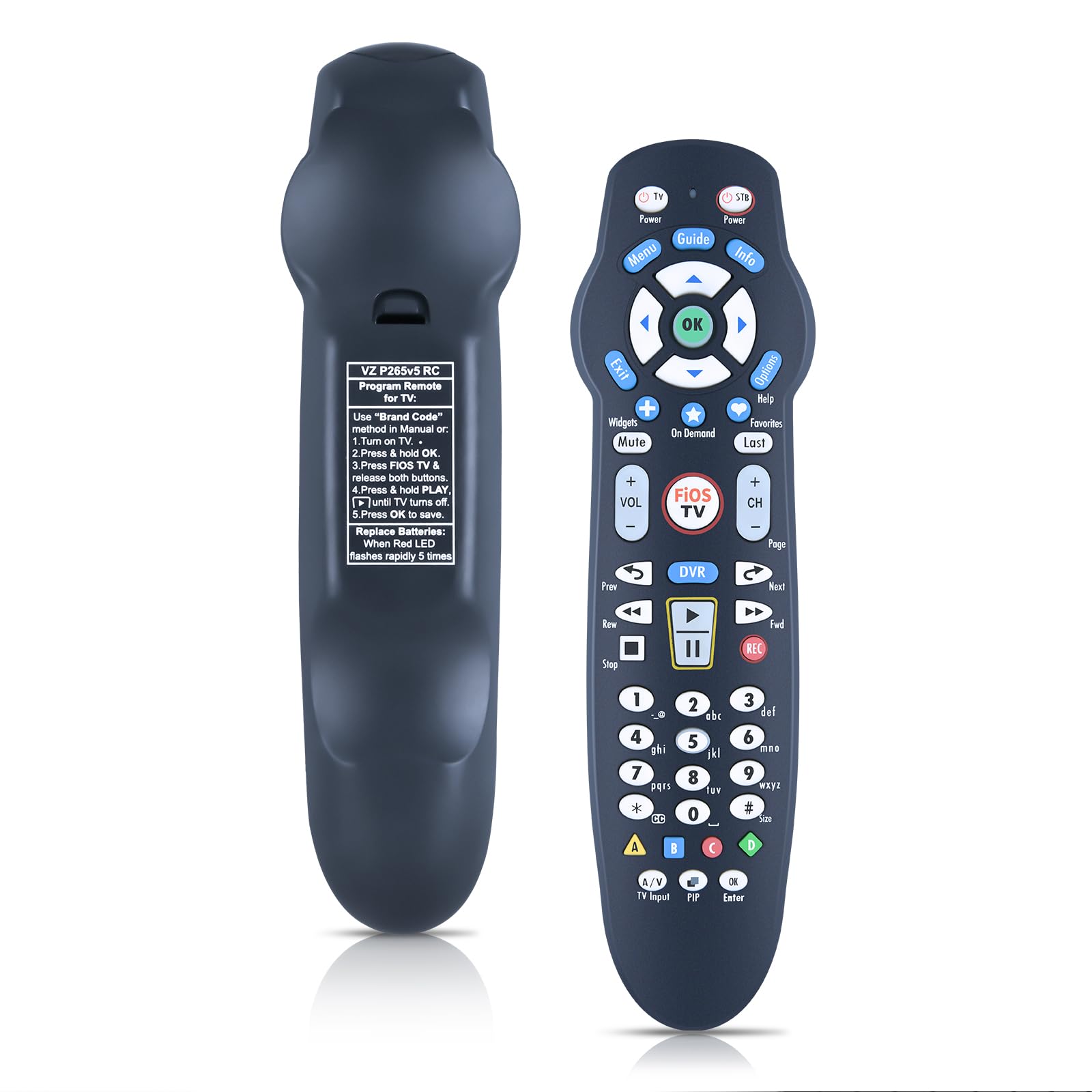 New Backlight Remote fit for Verision Fios VZ P265v4 P265v5 RC TV STB Remote Control Replacement, for Verizon FiOS Systems RC1445302/00B Remote